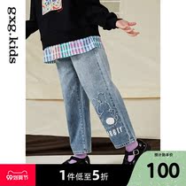 gxgkids childrens clothing girls denim trousers 2021 spring new loose straight casual pants