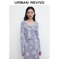 UR2022 Summer New Products Womens Clothing Casual Lazy Wind Pattern Jacquard Round Collar Knit Jacket WL08S9DN2000