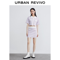 UR2022 Spring Summer New Products Womens Clothing Port Wind Retro Style Plaid Flap Collar Thin Knitted Jacket WU14S9DN2001