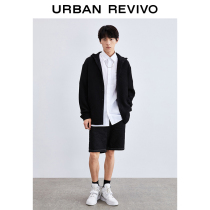 UR2021 autumn new menswear fashion sports pit long sleeve hooded loose shirt ML33S2BF2000