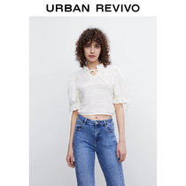 UR2022 Spring New Products Womens Clothing Casual Sweet Hook Needle Hollowed-out Splicing Half Sleeve T-shirt WL10S9BN2000
