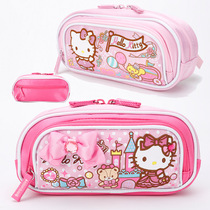 New KT Hello Kitty children primary and secondary school girls Large capacity multi-layer pen bag stationery bag Cute bow pen box