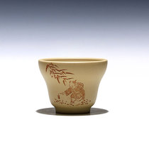 (Chang Tao)Yixing original mine Purple sand master cup handmade household carved picture book Mountain Green Fu Lu Cup 100cc