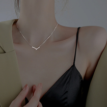 s925 Pure Silver Geometric Necklace Woman 2023 New minimalist Little crowdsourced senior design Sensation Light Extravagant and short Lock Bone Chain