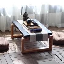 Japanese tatami tea table solid wood kang table balcony mini Zen tea table platform low table floating window table small coffee table