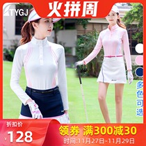 Summer and autumn golf clothing womens quick-drying long sleeve sunscreen ball clothes T-shirt anti-light shorts skirt set
