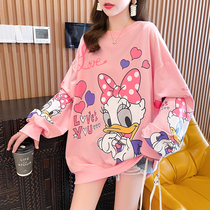 Pregnant womens sweatclothes autumn fashion loose mid-term pregnancy mid-length coat coat third trimester autumn wear