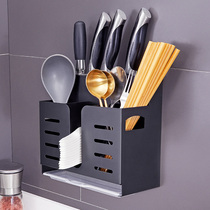 Chopstick shelf Stainless steel wall-mounted non-perforated household chopstick basket Drain chopstick tube Chopstick cage storage box