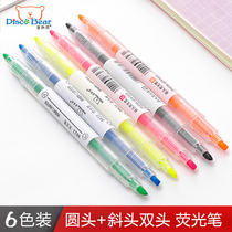 Fluorescent marker pen Color marker pen Students use double-headed pen highlighter marker pen Hand account pen Silver glitter candy flash pen Color pen for taking notes Rough stroke focus dark marker pen 6-color set