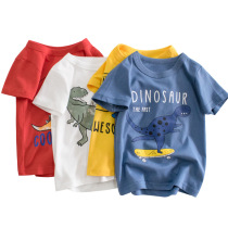 Brand discount store to clear childrens clothes of pure cotton 2023 new childrens short - sleeved T - shirt boy clothes