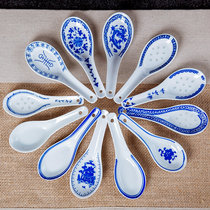 10 spoons ceramic spoons small soup spoons Jingdezhen ceramic tableware blue and white exquisite household Chinese style