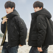2022 winter new down jacket mens short loose fashion brand tooling thick coat mens winter wear youth