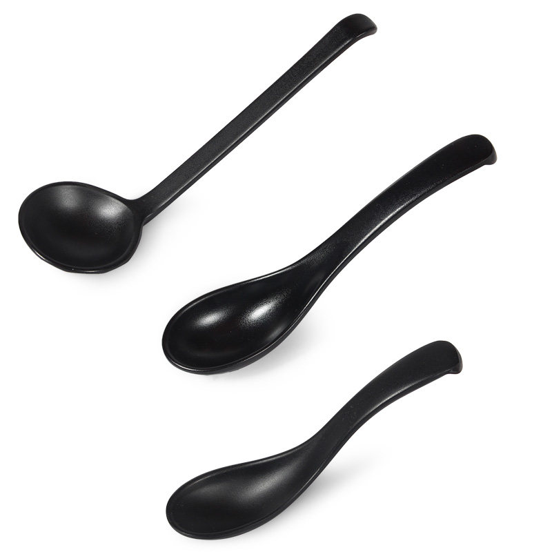 Japanese soup spoon miesamine black matte plus thick spoon creative spoon turtle shell long spoon kung fu spoon restaurant cutlery