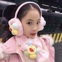 Winter parent-child children cute warm earmuff scarf two-piece set warm cover male and female children Earmuffs Ear wrap collar