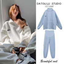 Pregnant women autumn suit out fashion Korean tide mother Net red sweatshirt sportswear coat spring and autumn two-piece set