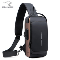 Code Lock Anti-theft Chest Bag Mens Leisure Sports Summer Small Backpacker Tide Men Single Shoulder Inclined Satchel Locomotive Bag Waterproof