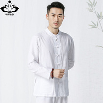 Xin Zen mens cotton and linen clothes mens loose yoga suit Tai Chi clothes