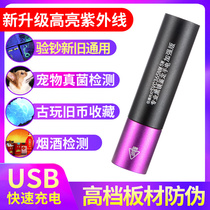 Money detection lamp 2020 new plate tobacco and alcohol anti-counterfeiting rechargeable Aflatoxin detection lamp UV flashlight