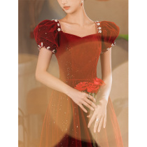 Toast Bride 2021 New Wedding Spring Autumn Winter Day Little Man Velvet Escape Princess Engagement Dress