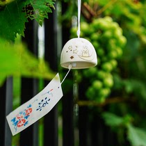 Luminous wind chimes Japan imported Seto burning ceramic bell cute rabbit hanging ornaments doorbell car pendant ornaments