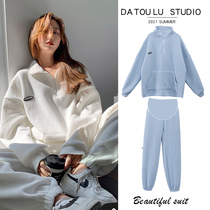 Pregnant Woman Spring Clothing Suit Spring New Fashion Out of the Net Red Spring and Autumn Clothing Leisure Sports Mid two sets