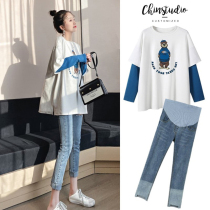 Pregnant Woman Spring Clothing Suit Fashion style Nets Red Blouses Spring Autumn New Beating Undercoat Superior pregnant woman Liandress Spring