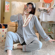 Pregnant women winter cotton tether moon suit 11 month pit thick net red kimono postpartum feeding nursing pajamas