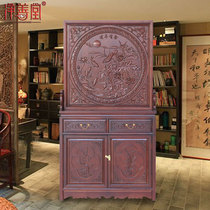 Woodcarving porch shoe cabinet screen partition foyer cabinet Chinese solid wood floor screen screen insert screen fish leap Dragon Door