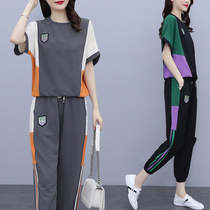Big Code Womens Dress 2022 Summer Dress New Fashion Casual Sports Suit Fat Sister Slimmer and Slim Shade two sets