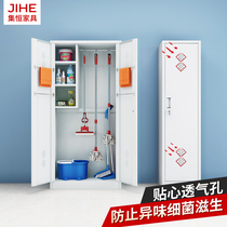 Stainless steel cleaning cabinet single double door sweeping with mop debris cabinet sanitary tool containing cabinet with lock steel housekeeping cabinet
