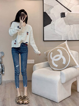 Leathercat Knit Cardigan Jacket Woman Early Spring New Design Sensation Small Crowdday Ensemble Sweet And Lazy blouses