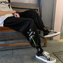 Casual pants mens Spring and Autumn New Hong Kong style ins Tide brand loose leg pants Korean version of fried street sports trousers