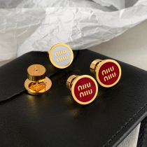 M letter enamel French retro round red earrings female niche design sense of high-end temperament earrings earrings trendy