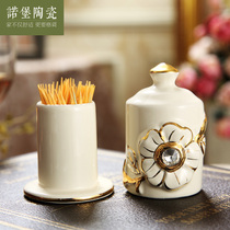 European style toothpick box luxury ceramic creative toothpick seat home living room dining table ornament decorative toothpick tube bottle
