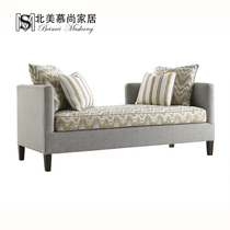  Simple European chaise longue sofa American bedroom fabric beauty sofa Living room solid wood chaise longue sofa Chaise longue sofa