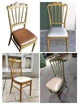  Hotel wedding banquet chair Wrought iron dining chair Aluminum alloy Napoleon soft bag backrest chair Bamboo castle chair Leisure chair