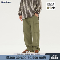 JNXS JNXS Jiangnan Japanese pocket pants for men and women summer tide lax straight lap lax leg casual pants