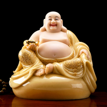 White Jade Maitreya Buddha statue living room dedicated to big belly Maitreya smiling Buddha Bodhisattva shop Huicai opening gifts