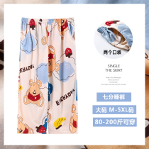 Sleeping Pants Womens Summer Seven Pants Pure Cotton Loose Big Code 200 Catty Family Shorts Women 50% Home Pants