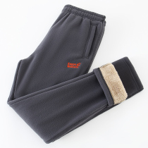 Cotton trousers masculiny with thickened warm outer wearing winter mens lambs pants loose straight drum grip suede casual wear