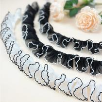 4cm wide vintage black and white lace transparent discount folds tapes wavy lace material accessories