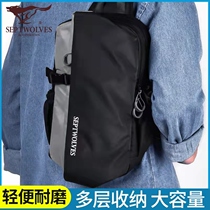 Seven Wolves Chest Bag Mens Single Shoulder Backpack Tide Cards Large Capacity Casual Travel Multifunction Outdoor Inclined Satchel Commuter Bag