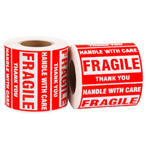  500 rolls of red fragile label stickers be careful to take them lightly warning packaging transportation self-adhesive labels