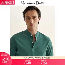 Massimo Dutti men mall with cotton stand collar short sleeve men POLO shirt 00726283500