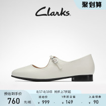 Clarks her Le Woman Shoes Mary Jane Shoes White Flat Shoes Elegant Retro England Small Leather Shoes