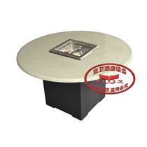 ya wei non smoking pot table hot pot table round-table gas range cooker circular solid wood fondue tables and chairs