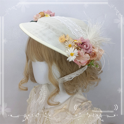 taobao agent Lace Hanfu, sun hat, flowered, Lolita style
