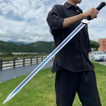  Longquan Tangheng sword outdoor self-defense knife Cold weapon town House sword Qin ancient sword double groove Han sword unopened blade