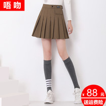 Pleated skirt womens 2021 new spring and autumn high-waisted skirt thin and wild college style a-line skirt short skirt umbrella skirt