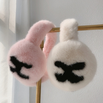 Light luxury fashion CC plush earmuff winter earmuff thickened warm female Korean version of ear protection ear cover ear warm foldable